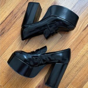Madden Girl black patent platform loafers